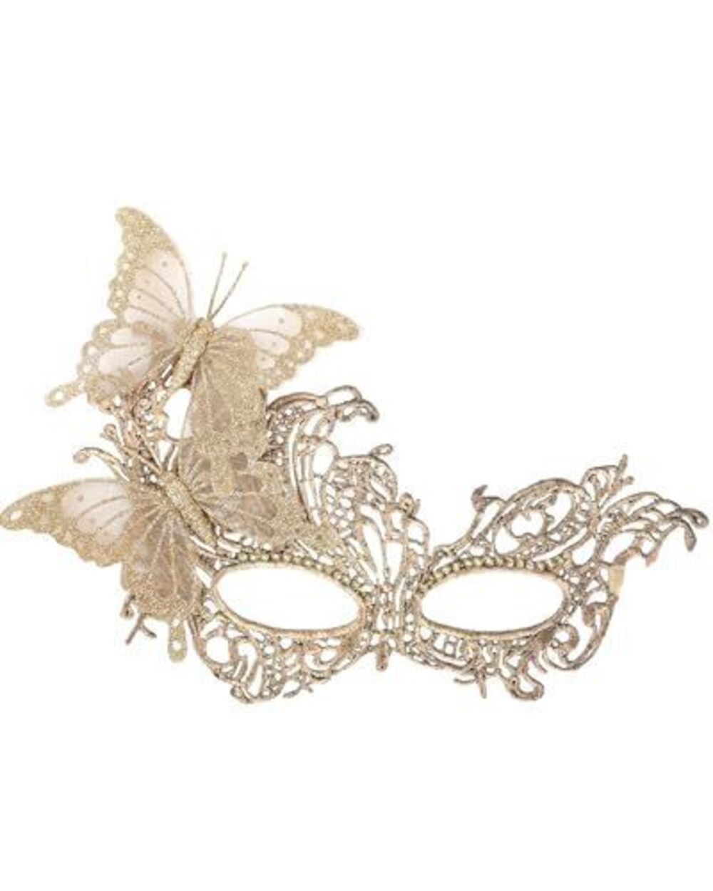 4968 Gold Masquerade Mask - Glitter Butterfly Eyemask Lady Couples